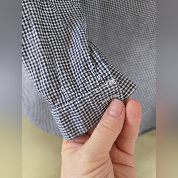 Paper Moon | Blue and White Checkered Blouse with Embroidery, Size S - Picture 5 of 5